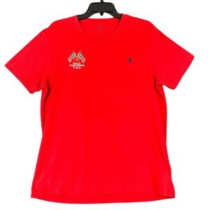 Polo Ralph Lauren Tee Shirt Mens L USA Flag Embroidered Short Sleeve Casual